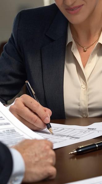 Femme signant un document